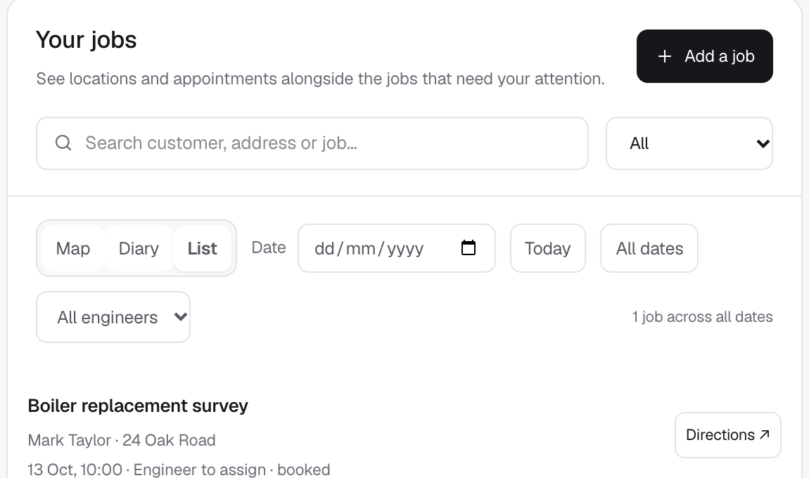 What Datify knows about a customer: boiler, services and payments